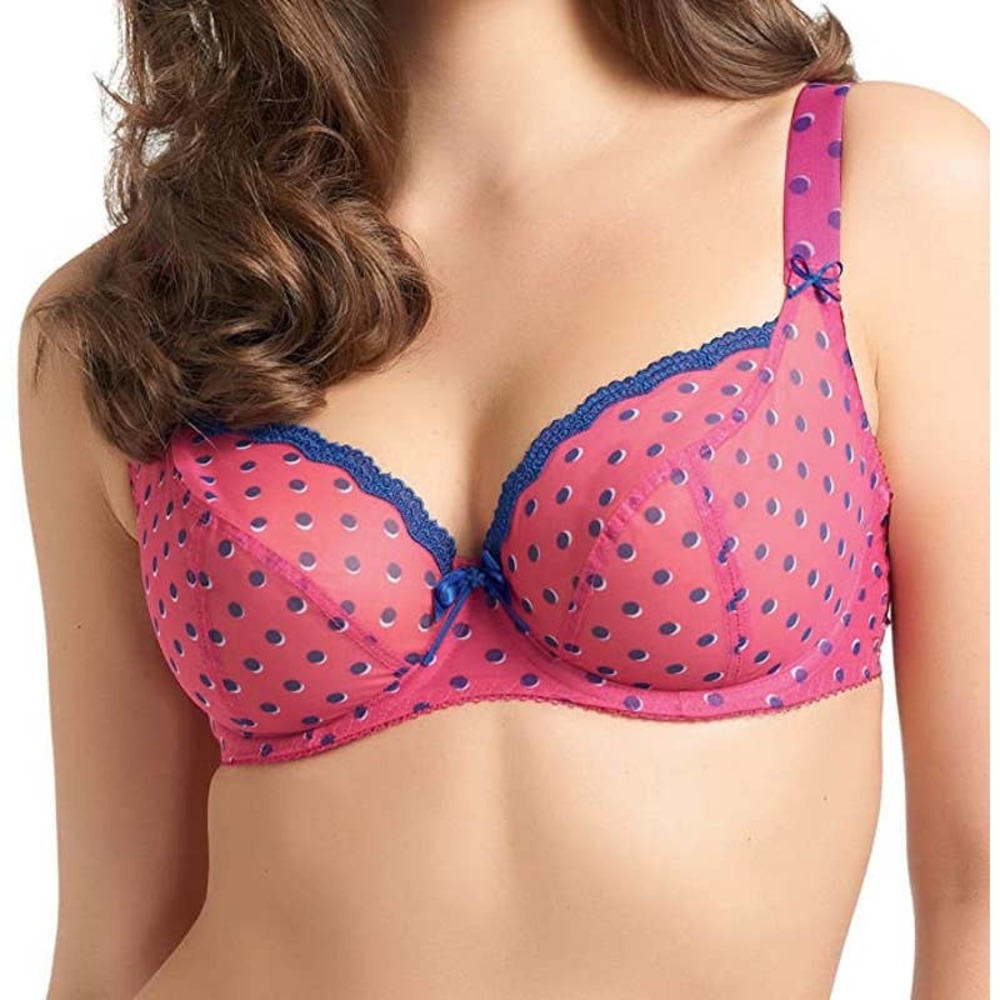 FREYA Patsy 28D Magenta Pink & Blue Polkadot Bra - Unlined